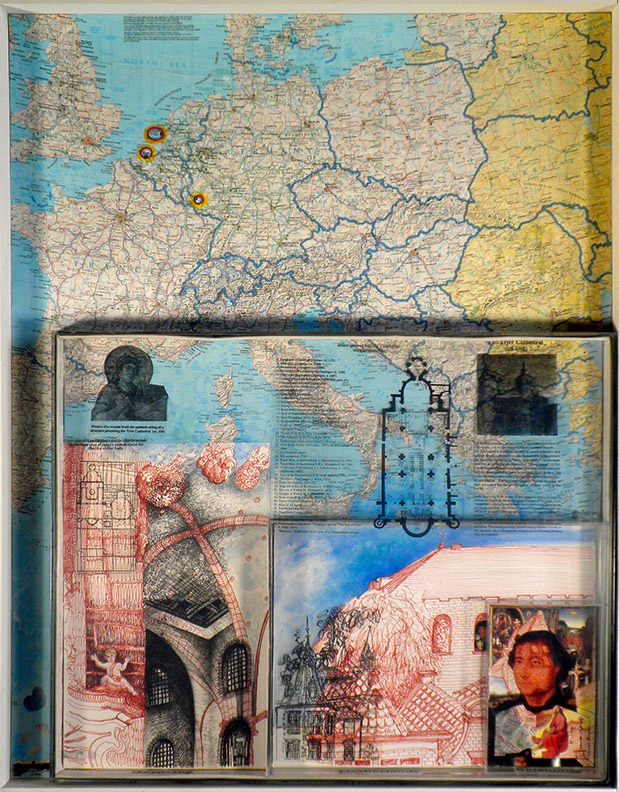 Christy Bergland, acrylic boxes, European Trip to Artists, Saints and Family