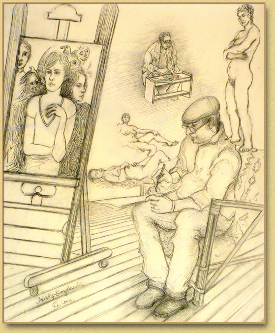 Joe Drawing in Paul's Studio