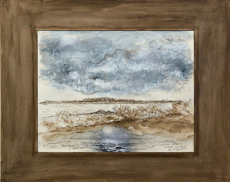 Christy Bergland Sepia Ink, Wood Island by Day-Winslow Homer's Wood Island by Night